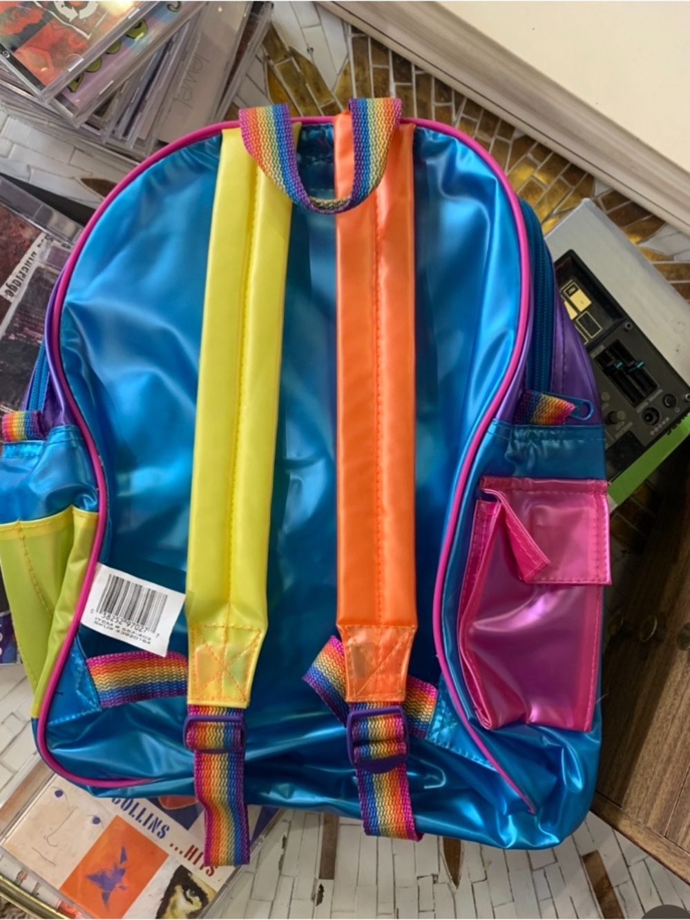 Vintage 90s Lisa Frank Pink Rainbow Bee Kids Backpack EUC - Picture 3 of 3